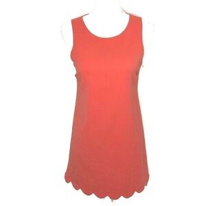 Monteau Coral Scalloped Hem Dress Small Sleeveless